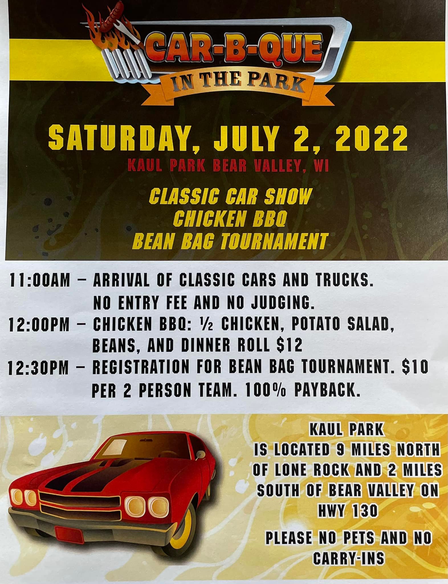 CarBQue In The Park at Kaul Park Richland Center Wisconsin