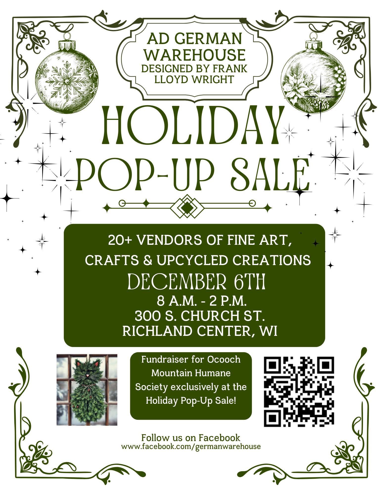 Holiday Pop-Up Sale at the AD German Warehouse | Richland Center