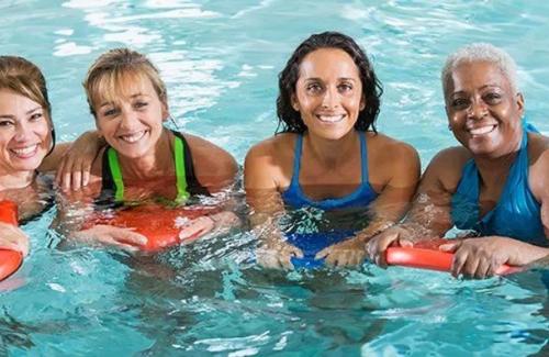 Four swimmers in pool