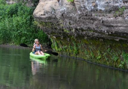 kayak view of the rock outcroppings