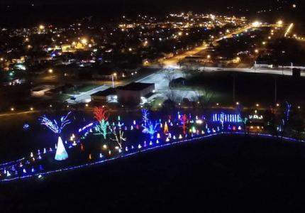 Drone image of Rotary Lights in the Park