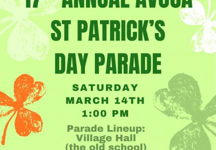 St Patrick's Day Parade in Avoca, 1:00 start on the streets of Avoca