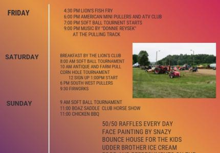 Boaz FUn Daze schedule