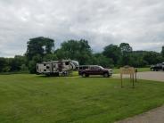 Lions Park truck with RV in parking lot