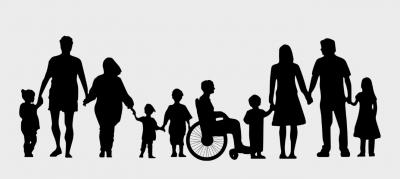 Several individuals of various abilities linking hands