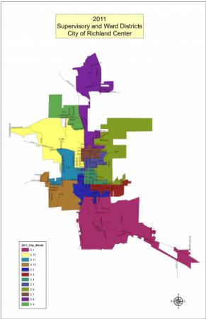 Map of the Wards for the city of Richland Center