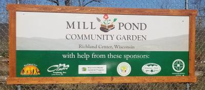 Mill Pond Community Garden sign