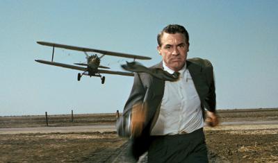 Carygrant running from airplane
