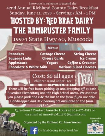 Dairy Breakfast Poster, Sunday, June 11, 2023