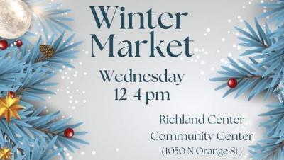 winter market poster with times