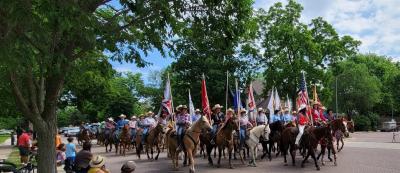 Horses leading the parade.