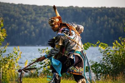 Native American Dancer in ceremony dressing