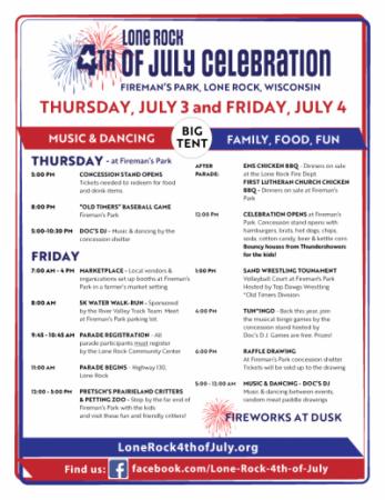 LoneRock 4th of July schedule