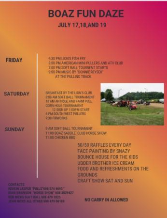 Boaz FUn Daze schedule