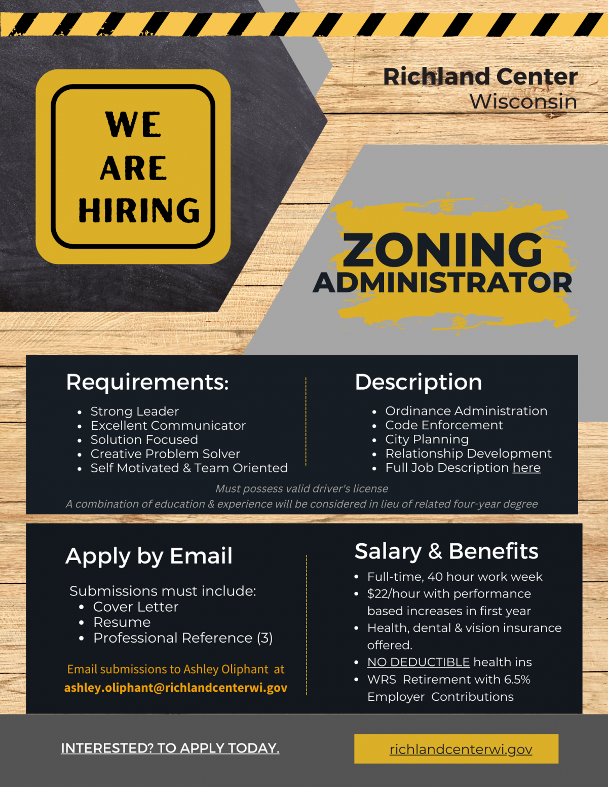 Leadership Position Available at the City of Richland Center!