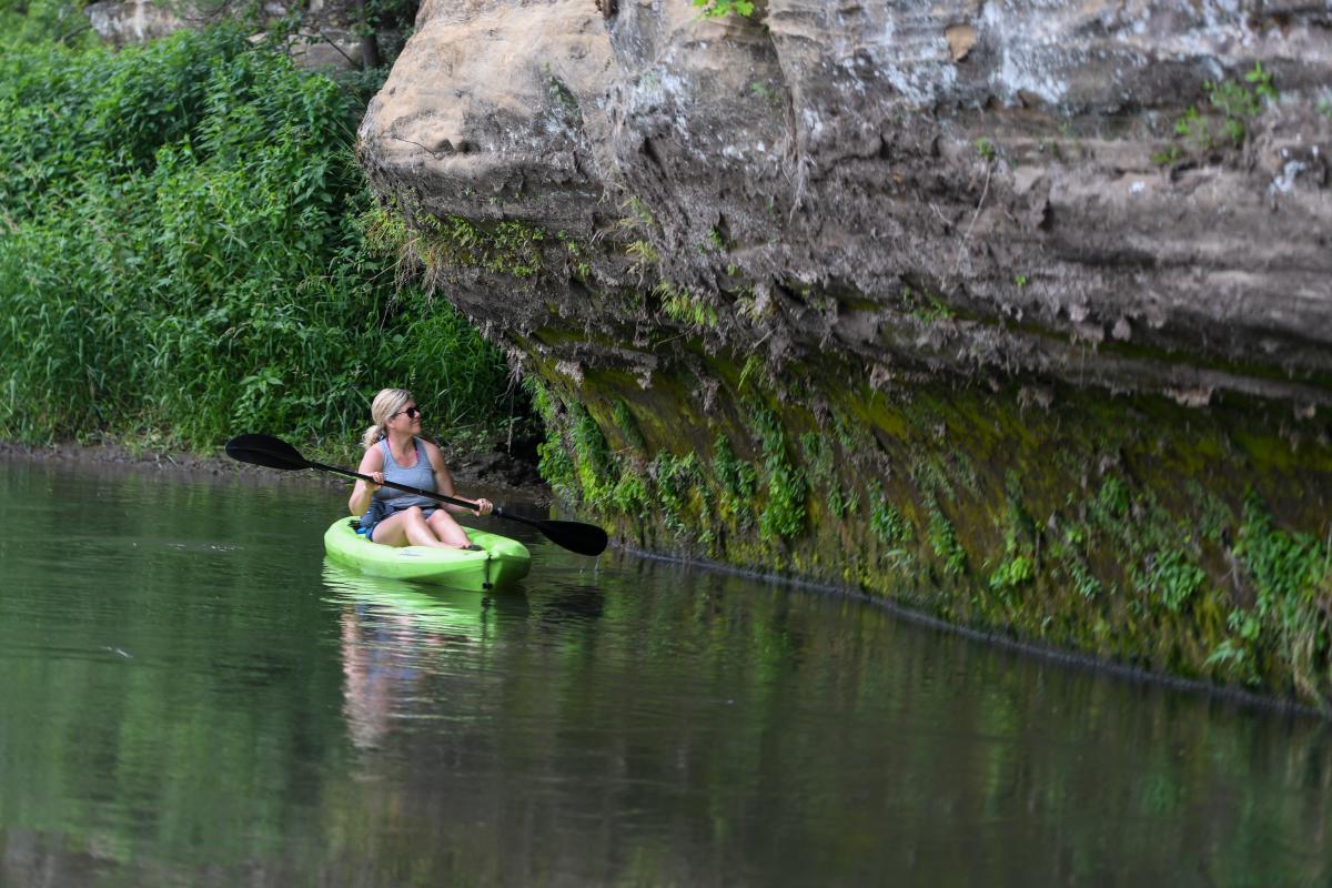 kayak view of the rock outcroppings
