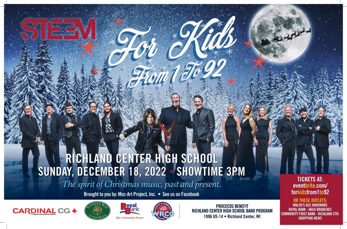 Poster - For Kids from 1 to 92. Richland Center High School, Sunday December 18, 2022. Showtime 3PM.