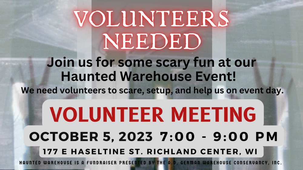 Haunted Warehouse Volunteer Meeting Richland Center Wisconsin